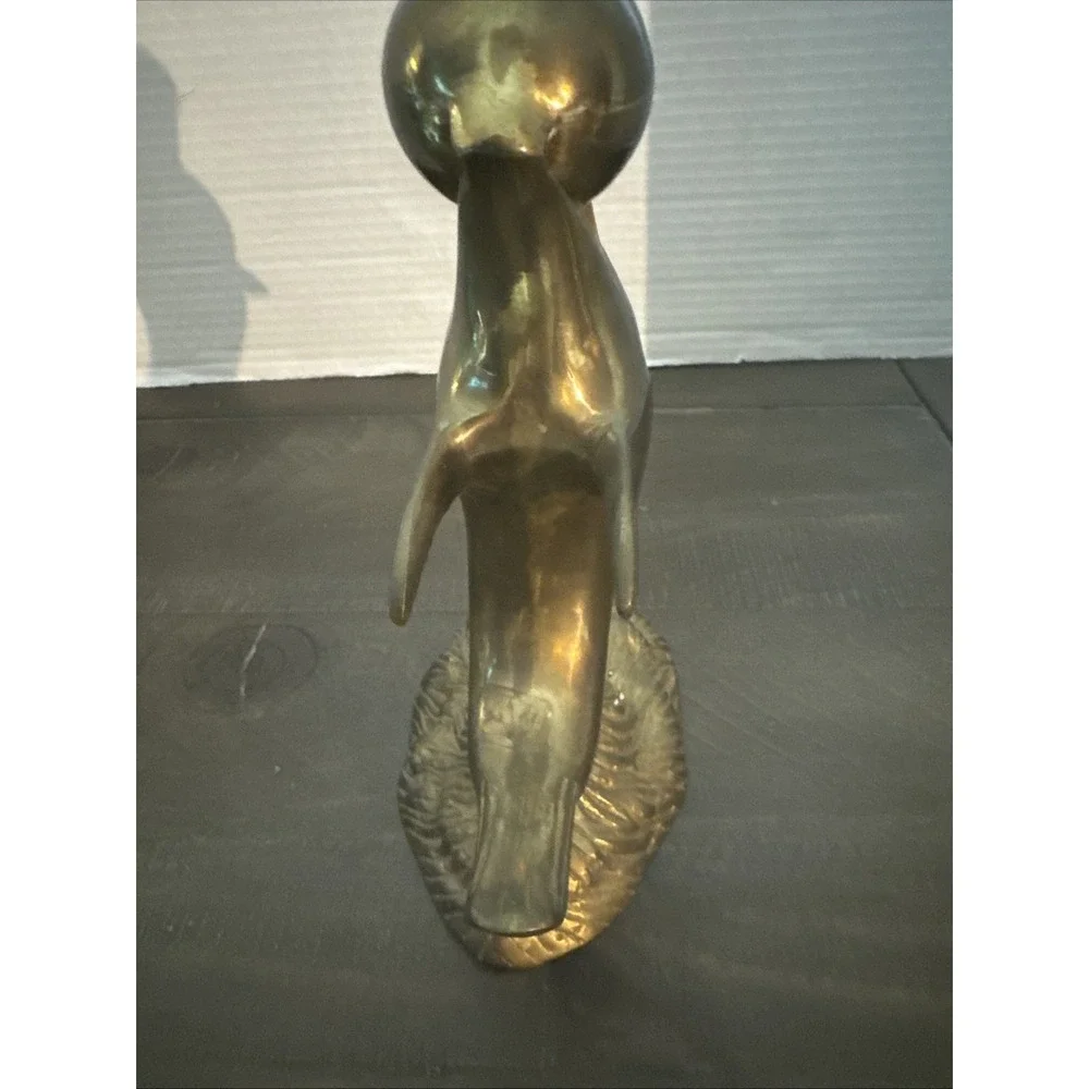 Vintage Brass Dolphin Balancing Ball 7 3/4